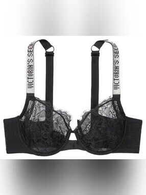 34DD 34D3 Victoria's Secret Fabulous Unlined Shine Strap Full Coverage Bra Black